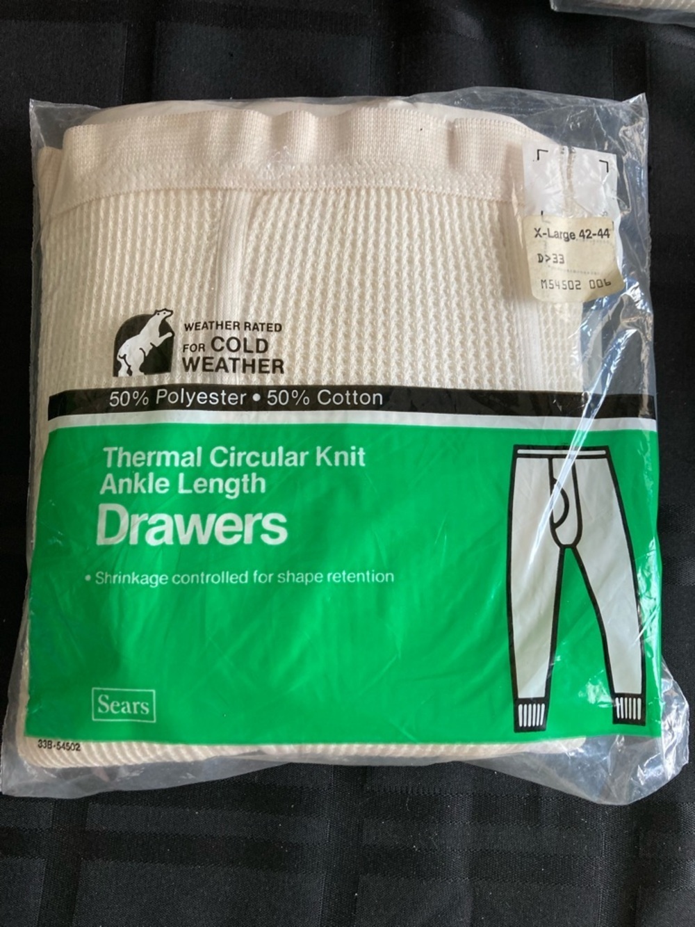 Men's Thermal Crew Pants Size XL Waffle Knit Cotton Blend sears 70’s NWT